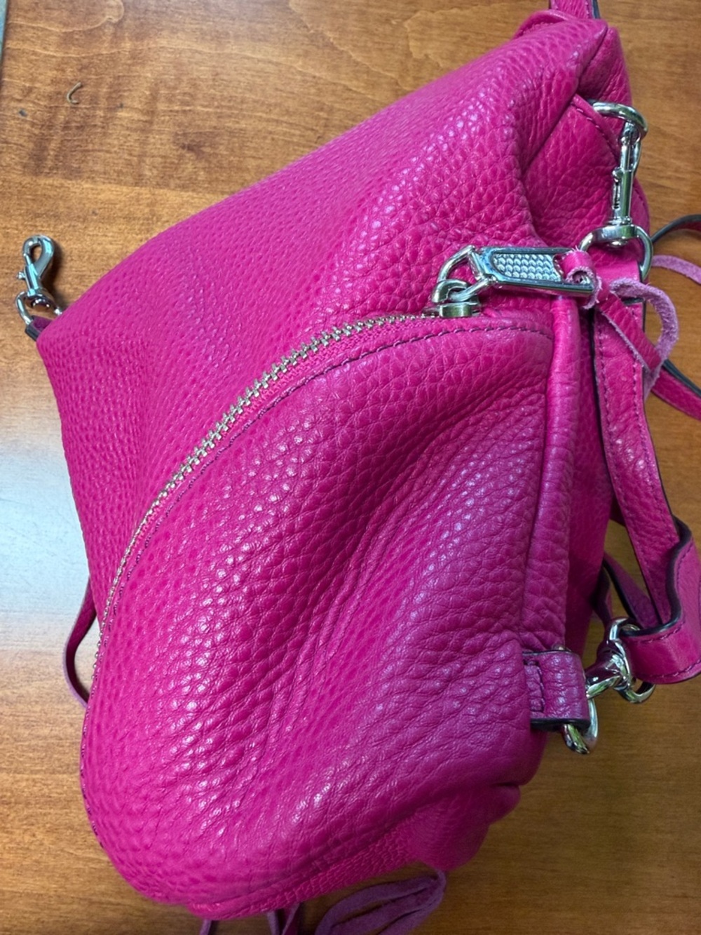 Rebecca Minkoff Magenta Leather Backpack Purse - Picture 9 of 13